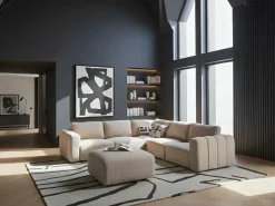Divano angolare modulare 5 posti KIVVIK Bouclé Beige con ottomana Lato Sinistro