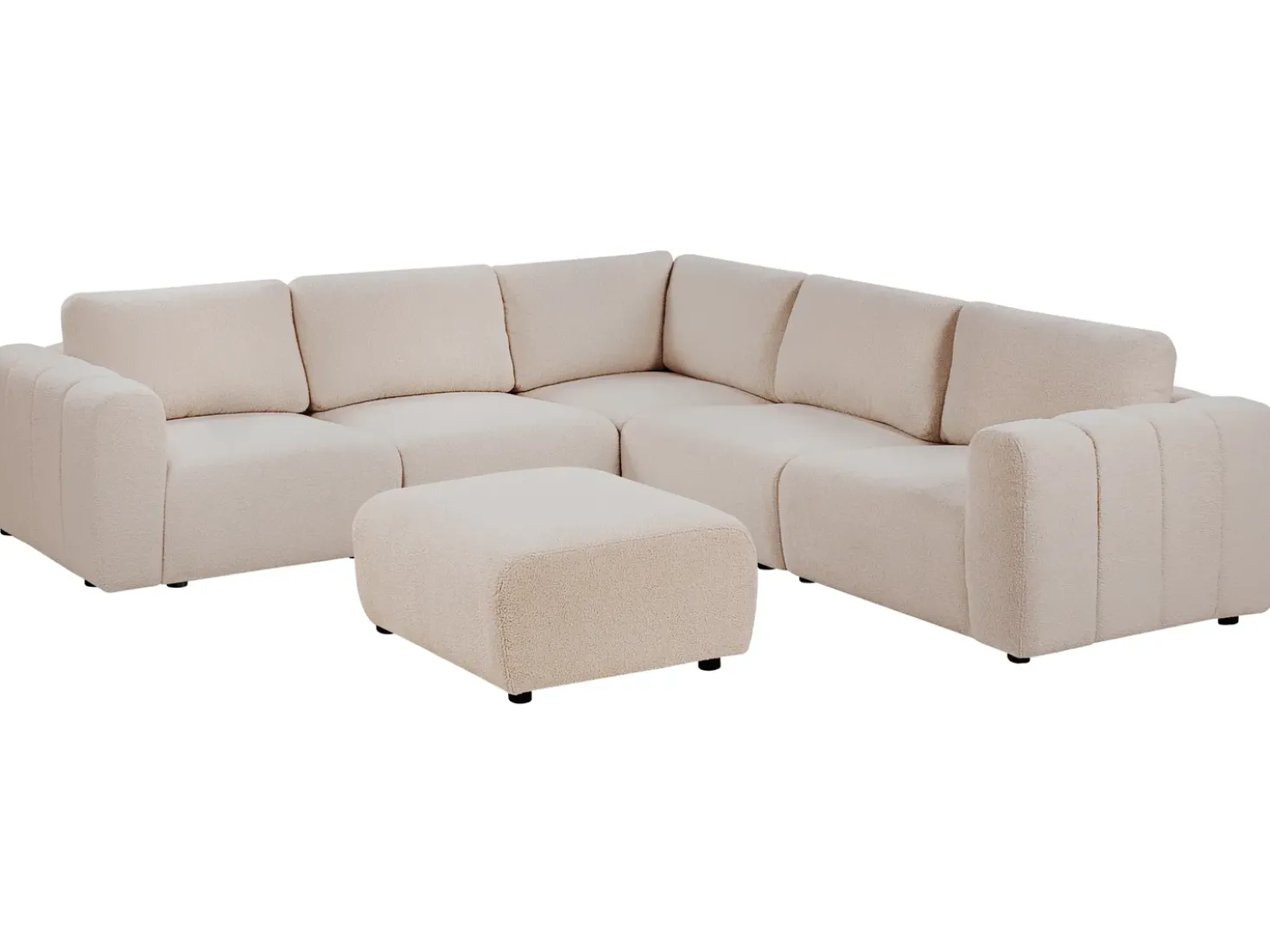 Divano angolare modulare 5 posti KIVVIK Bouclé Beige con ottomana Lato Sinistro