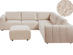 Divano angolare modulare 5 posti KIVVIK Bouclé Beige con ottomana Lato Sinistro