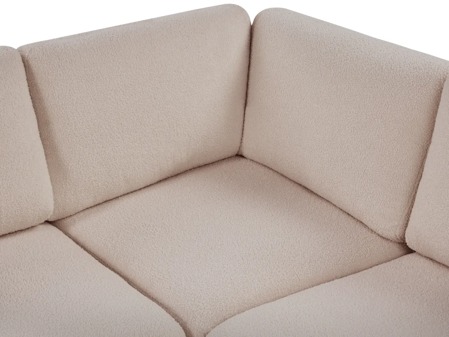 Divano angolare modulare 5 posti KIVVIK Bouclé Beige con ottomana Lato Sinistro
