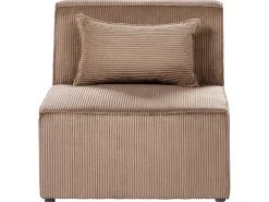 Divano angolare modulare 4 posti LEMVIG Velluto a coste Beige sabbia con ottomana Lato destro