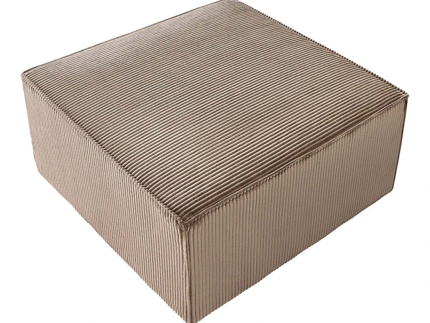 Divano angolare modulare 4 posti LEMVIG Velluto a coste Beige sabbia con ottomana Lato destro