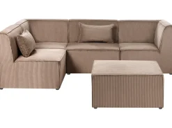 Divano angolare modulare 4 posti LEMVIG Velluto a coste Beige sabbia con ottomana Lato destro