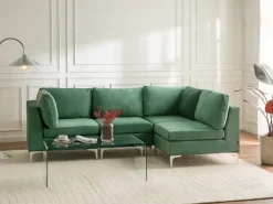 Divano angolare modulare 4 posti EVJA Velluto Verde Lato Sinistro