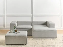 Divano angolare modulare 3 posti ARDAL Tessuto Grigio chiaro con ottomana Lato Sinistro