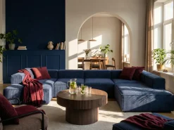 Divano angolare modulare 5 posti ARDAL Velluto a coste Blu scuro Lato Sinistro