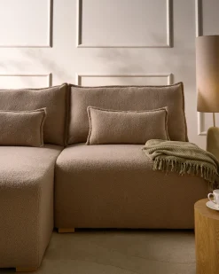 Divano angolare modulare NERBO Bouclé Beige Lato destro