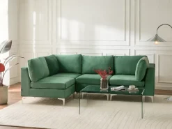 Divano angolare modulare 4 posti EVJA Velluto Verde Lato destro