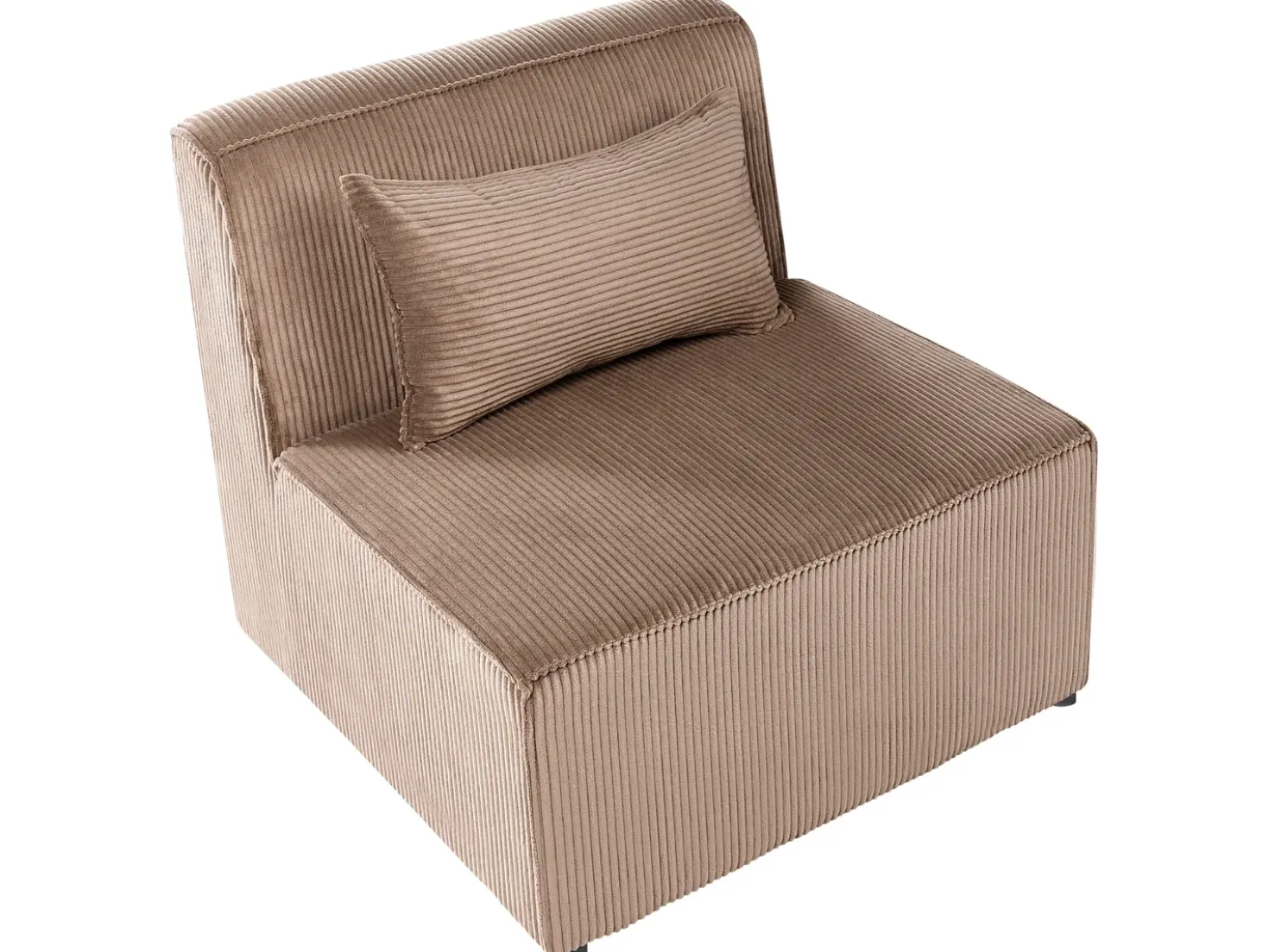 Divano angolare modulare 4 posti LEMVIG Velluto a coste Beige sabbia con ottomana Lato Sinistro