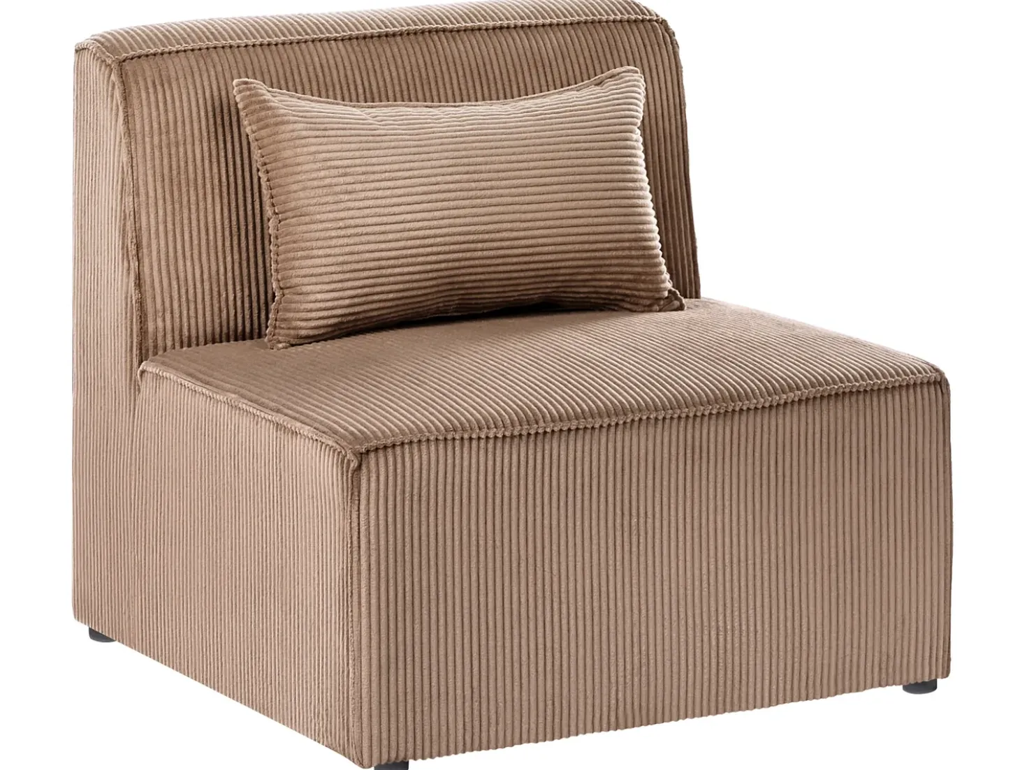 Divano angolare modulare 4 posti LEMVIG Velluto a coste Beige sabbia con ottomana Lato Sinistro