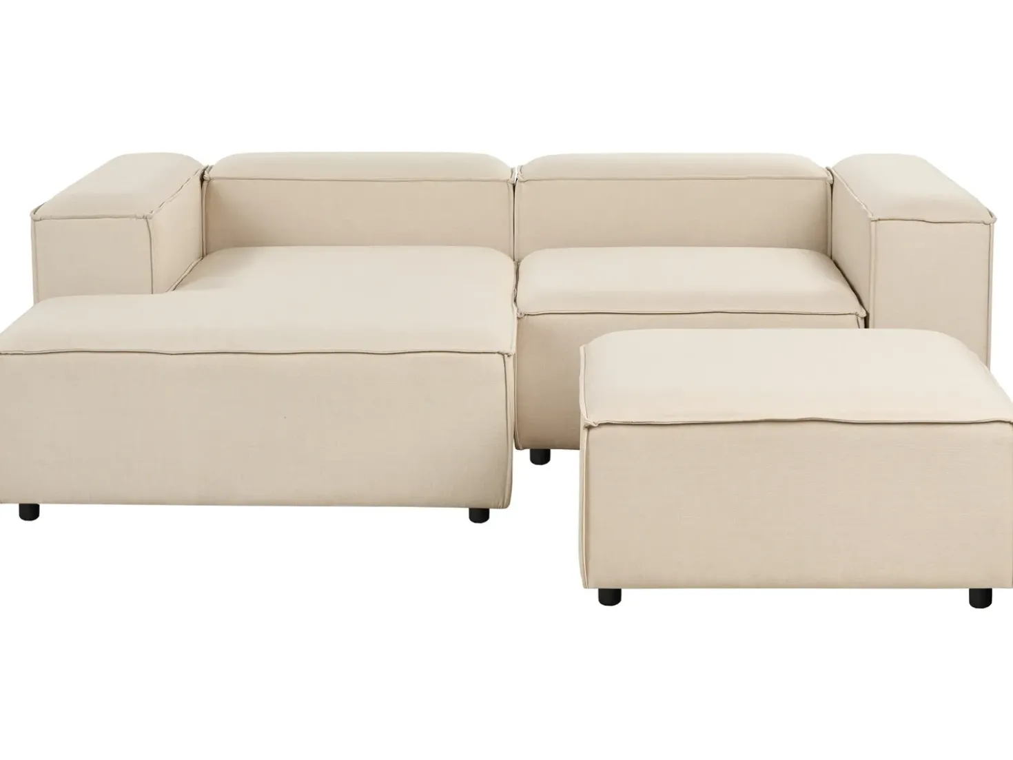 Divano angolare modulare 3 posti ARDAL Tessuto Beige con ottomana Lato destro