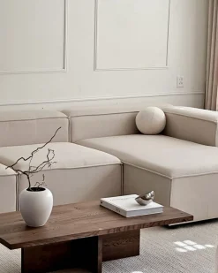 Divano angolare modulare 3 posti ARDAL Tessuto Beige con ottomana Lato destro