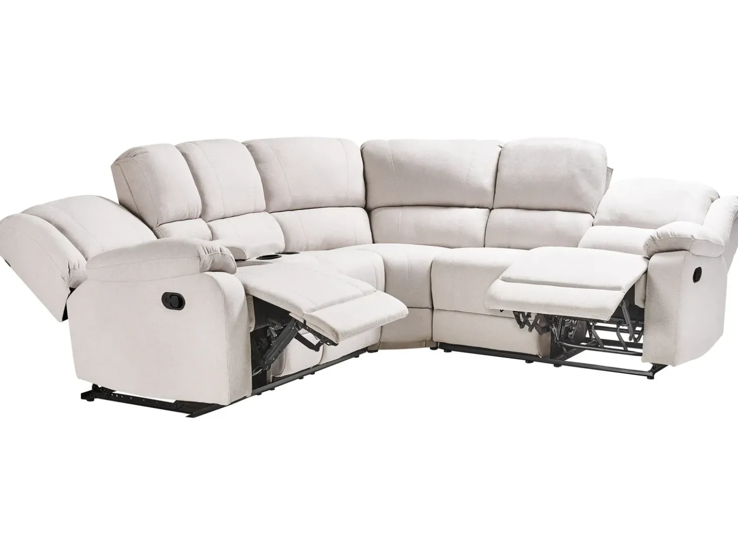 Divano angolare reclinabile manuale 5 posti ROKKE Tessuto Beige chiaro Lato Sinistro