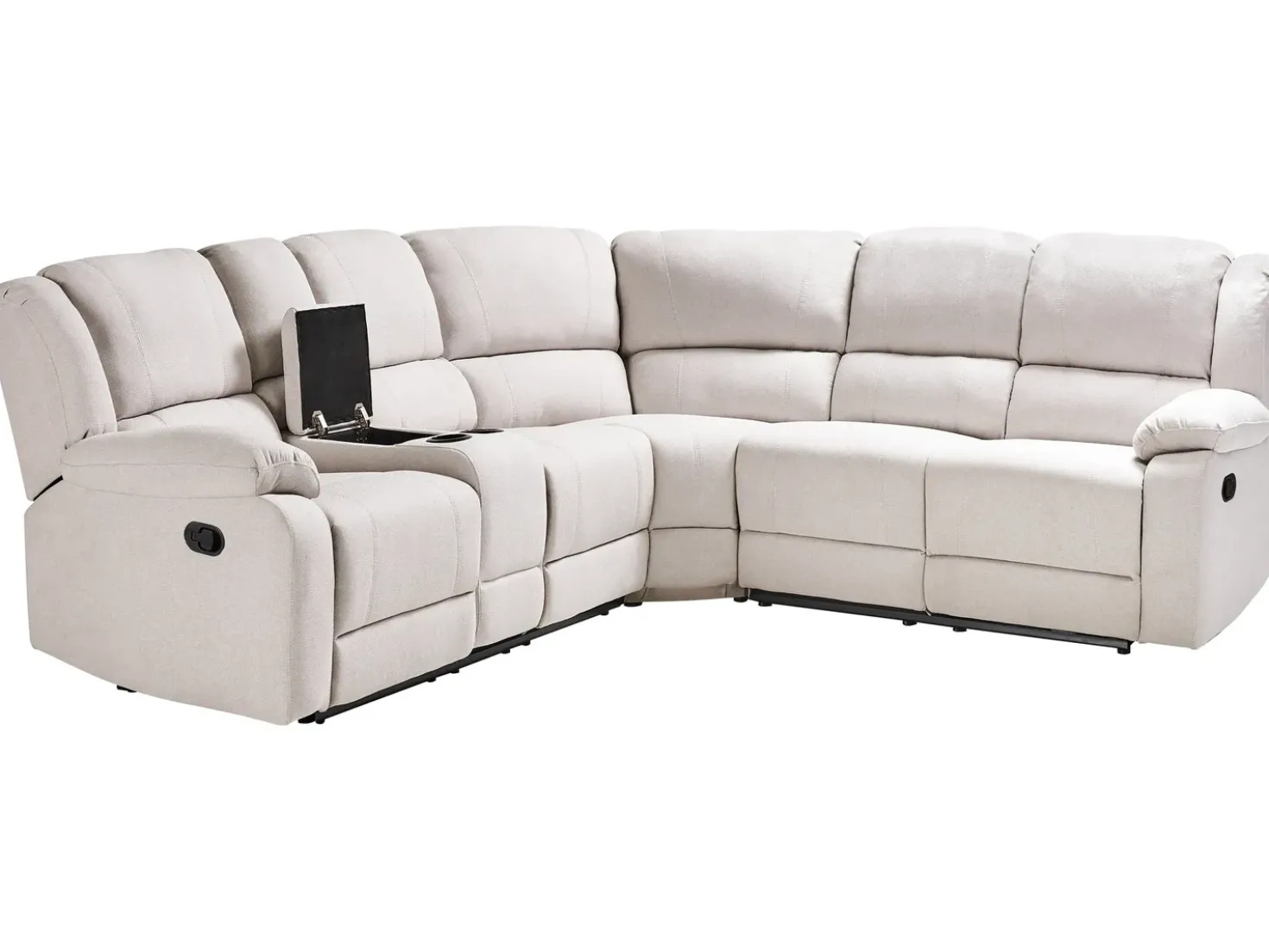 Divano angolare reclinabile manuale 5 posti ROKKE Tessuto Beige chiaro Lato Sinistro