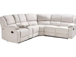 Divano angolare reclinabile manuale 5 posti ROKKE Tessuto Beige chiaro Lato Sinistro