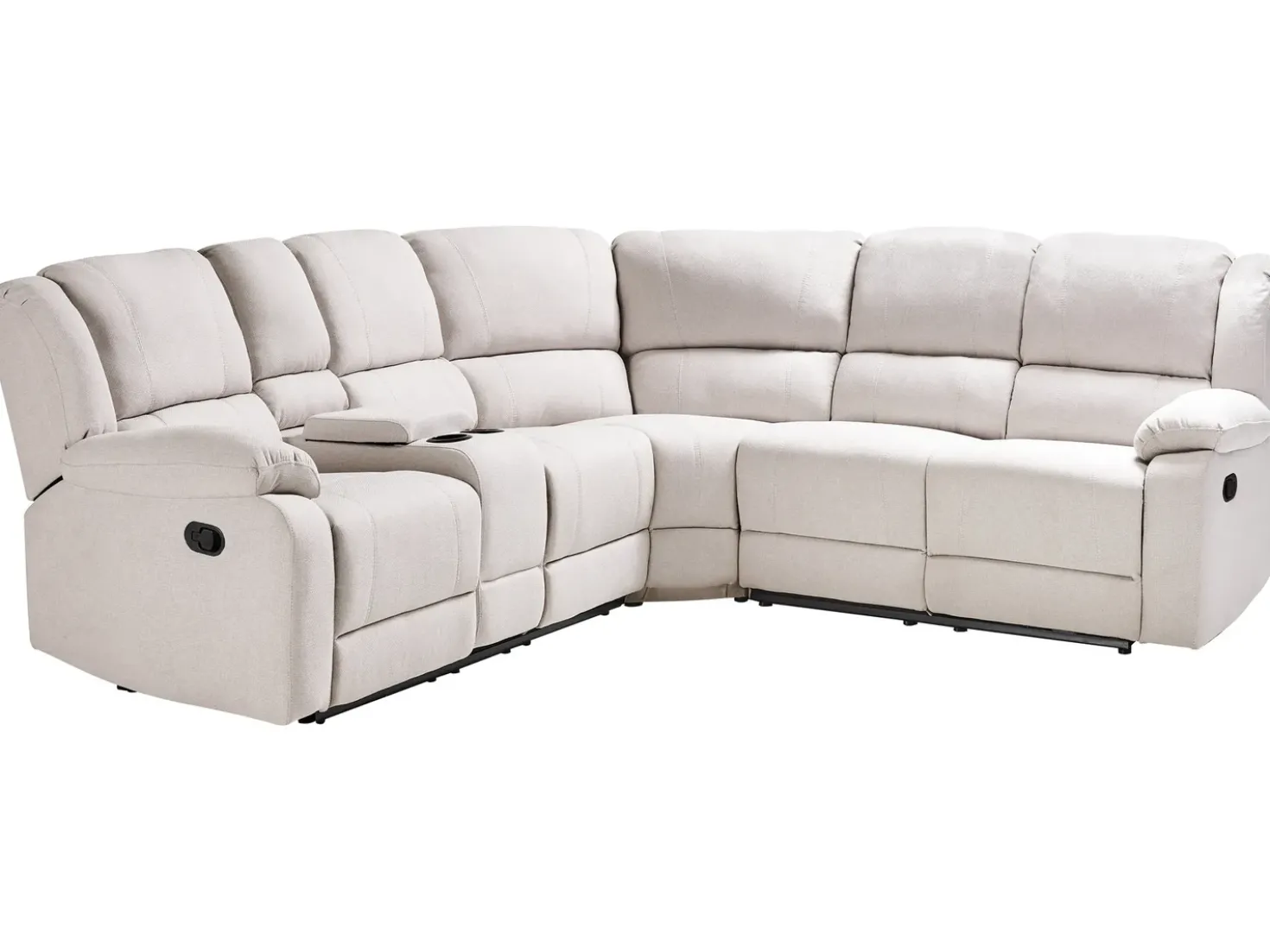 Divano angolare reclinabile manuale 5 posti ROKKE Tessuto Beige chiaro Lato Sinistro