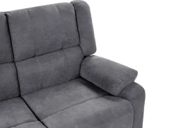 Divano angolare reclinabile elettrico 5 posti ROKKE Tessuto Grigio scuro con porta USB Lato Sinistro
