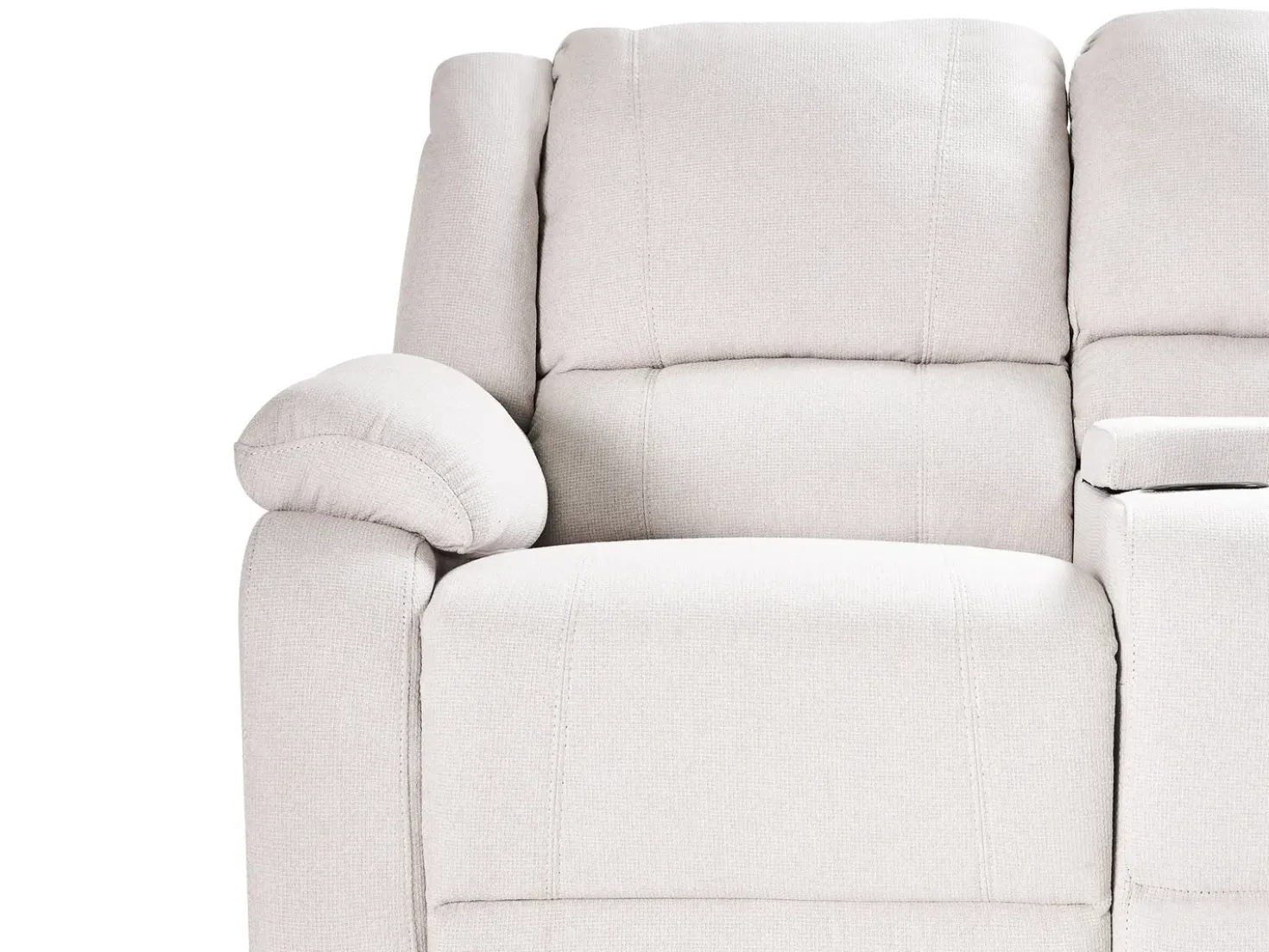 Divano angolare reclinabile manuale 5 posti ROKKE Tessuto Beige chiaro con porta USB Lato Sinistro