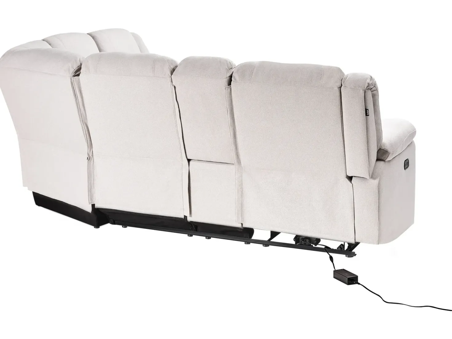 Divano angolare reclinabile manuale 5 posti ROKKE Tessuto Beige chiaro con porta USB Lato Sinistro