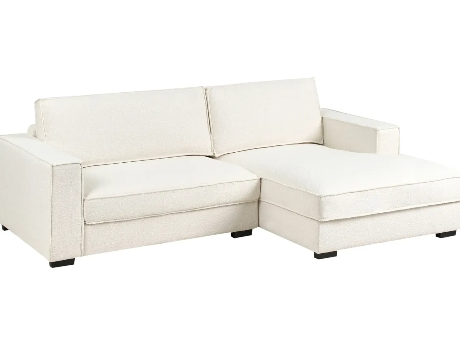 Divano angolare RENDERS Bouclé Bianco sporco Lato Sinistro
