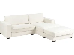 Divano angolare RENDERS Bouclé Bianco sporco con ottomana Lato Sinistro