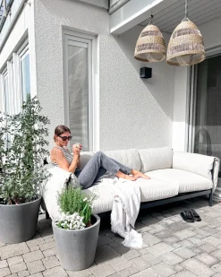 Divano da giardino 3 posti ESPERIA Metallo Grigio