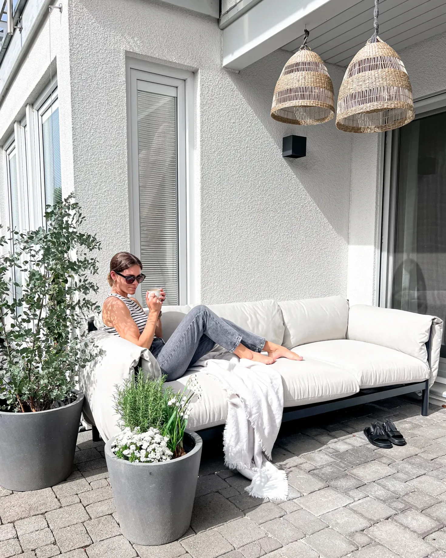 Divano da giardino 3 posti ESPERIA Metallo Grigio