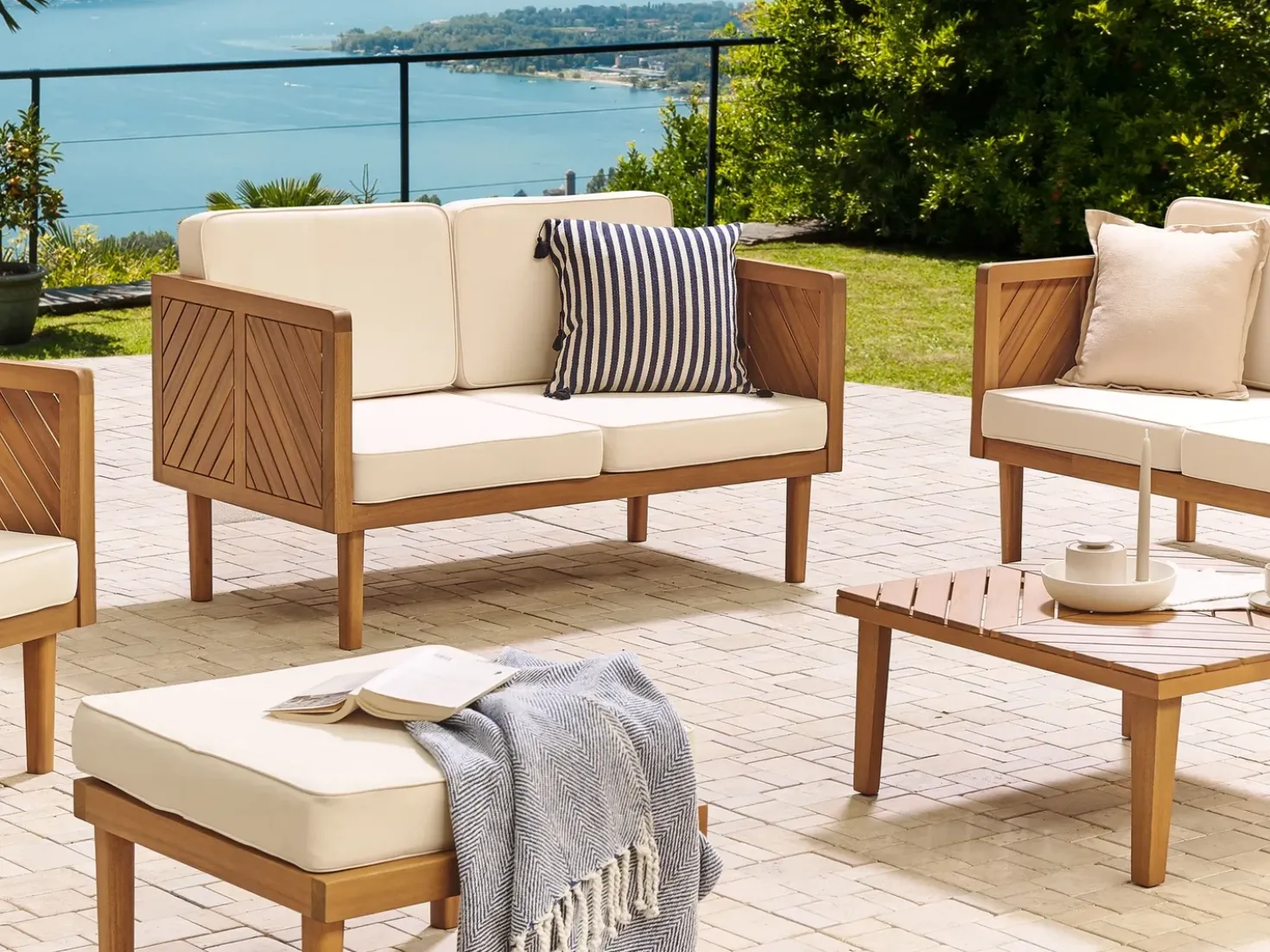 Divano da giardino 2 posti BARATTI Legno d'acacia Marrone