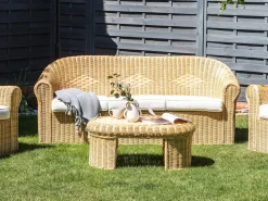Divano da giardino 3 posti LIVADEIA Rattan Naturale