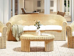 Divano da giardino 3 posti LIVADEIA Rattan Naturale