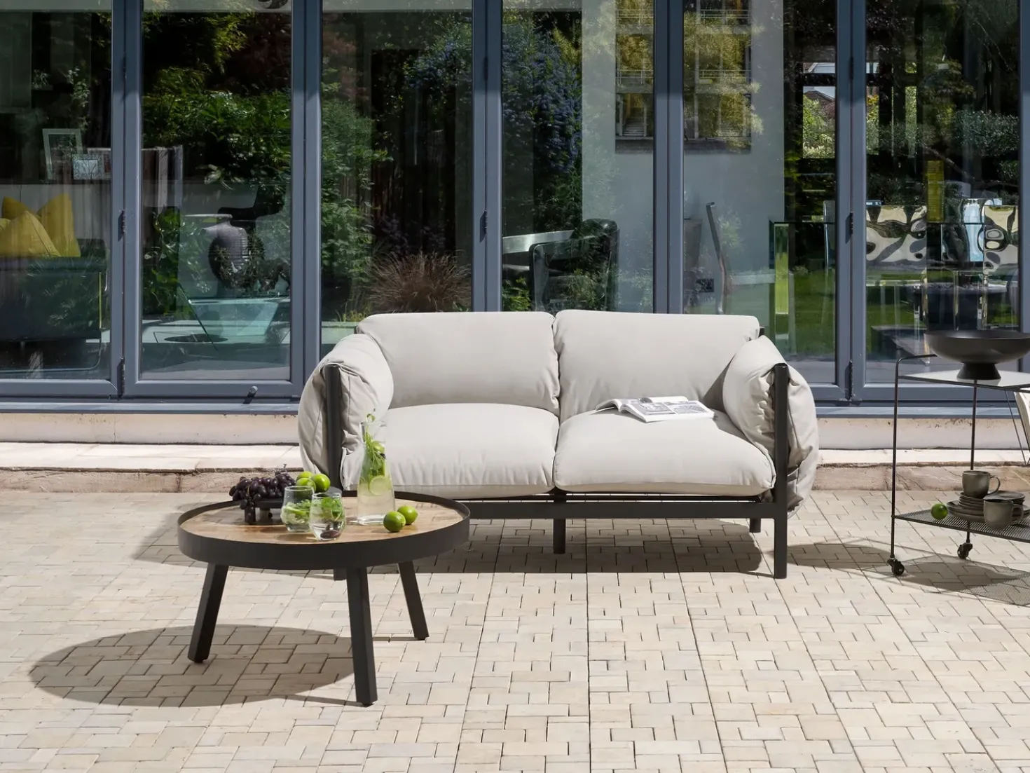 Divano da giardino 2 posti ESPERIA Metallo Grigio