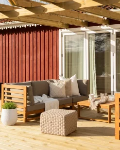 Divano da giardino 3 posti TRANI Modulare Legno di acacia certificato Marrone chiaro