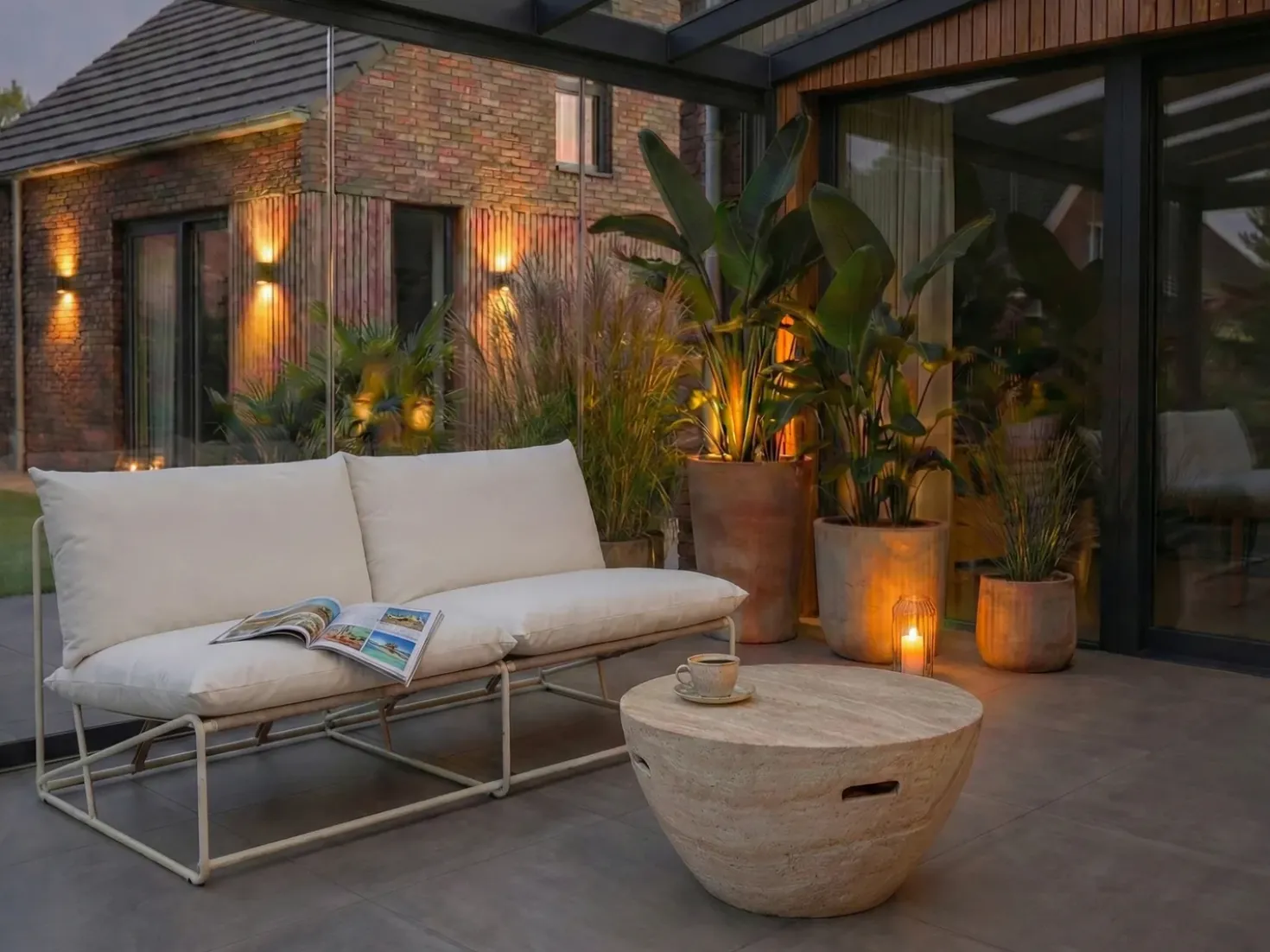 Divano da giardino 2 posti PICO Metallo Beige chiaro