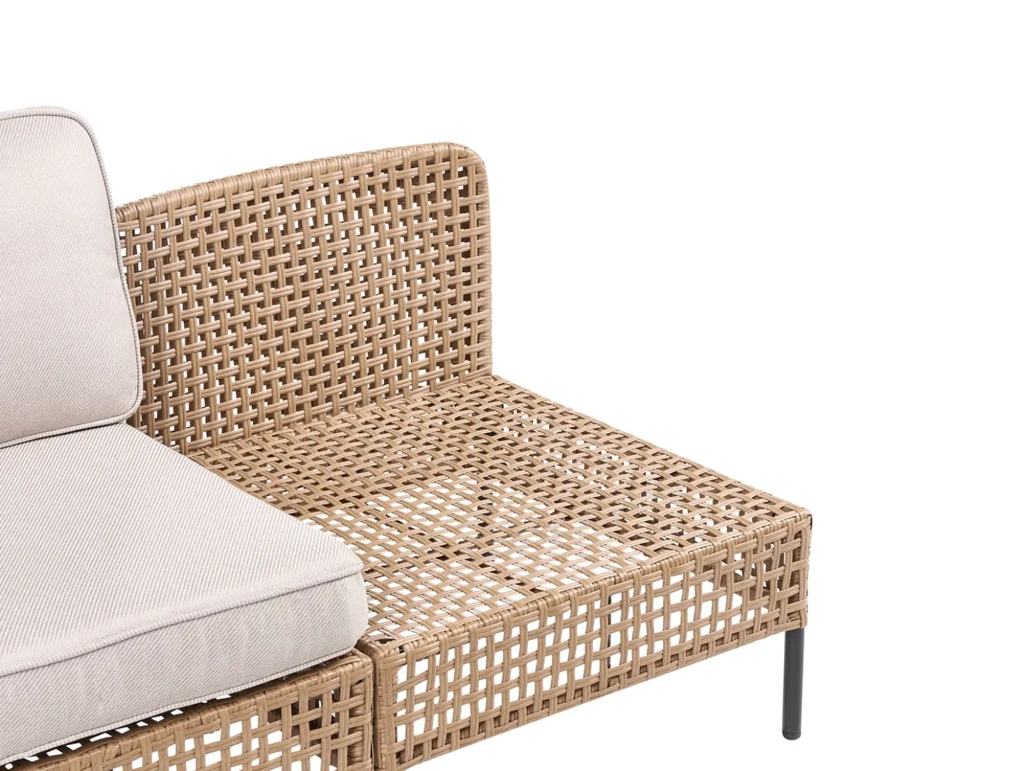 Divano da giardino a forma di U 6 posti OMEGANA Modulare Rattan sintetico (PE) Beige chiaro