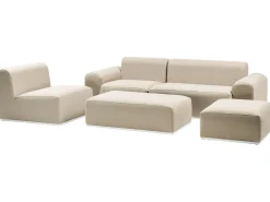 Divano da giardino con pouf 7 posti BATTIFOLLO Modulare Beige