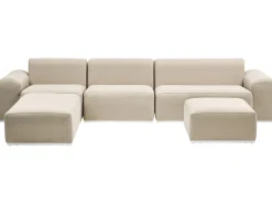 Divano da giardino con pouf 7 posti BATTIFOLLO Modulare Beige