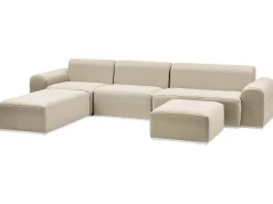 Divano da giardino con pouf 7 posti BATTIFOLLO Modulare Beige