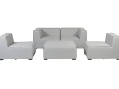 Divano da giardino con pouf 4 posti AREZZO Modulare Grigio chiaro