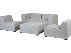 Divano da giardino con pouf 4 posti AREZZO Modulare Grigio chiaro