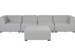 Divano da giardino con pouf 4 posti AREZZO Modulare Grigio chiaro