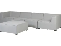 Divano da giardino con pouf 4 posti AREZZO Modulare Grigio chiaro