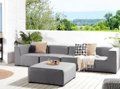 Divano da giardino con pouf 4 posti AREZZO Modulare Grigio