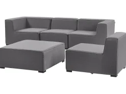 Divano da giardino con pouf 4 posti AREZZO Modulare Grigio