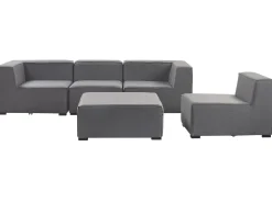 Divano da giardino con pouf 4 posti AREZZO Modulare Grigio