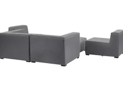 Divano da giardino con pouf 4 posti AREZZO Modulare Grigio