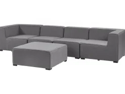 Divano da giardino con pouf 4 posti AREZZO Modulare Grigio
