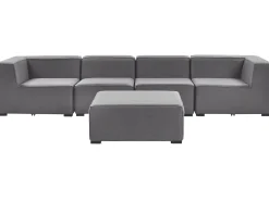 Divano da giardino con pouf 4 posti AREZZO Modulare Grigio
