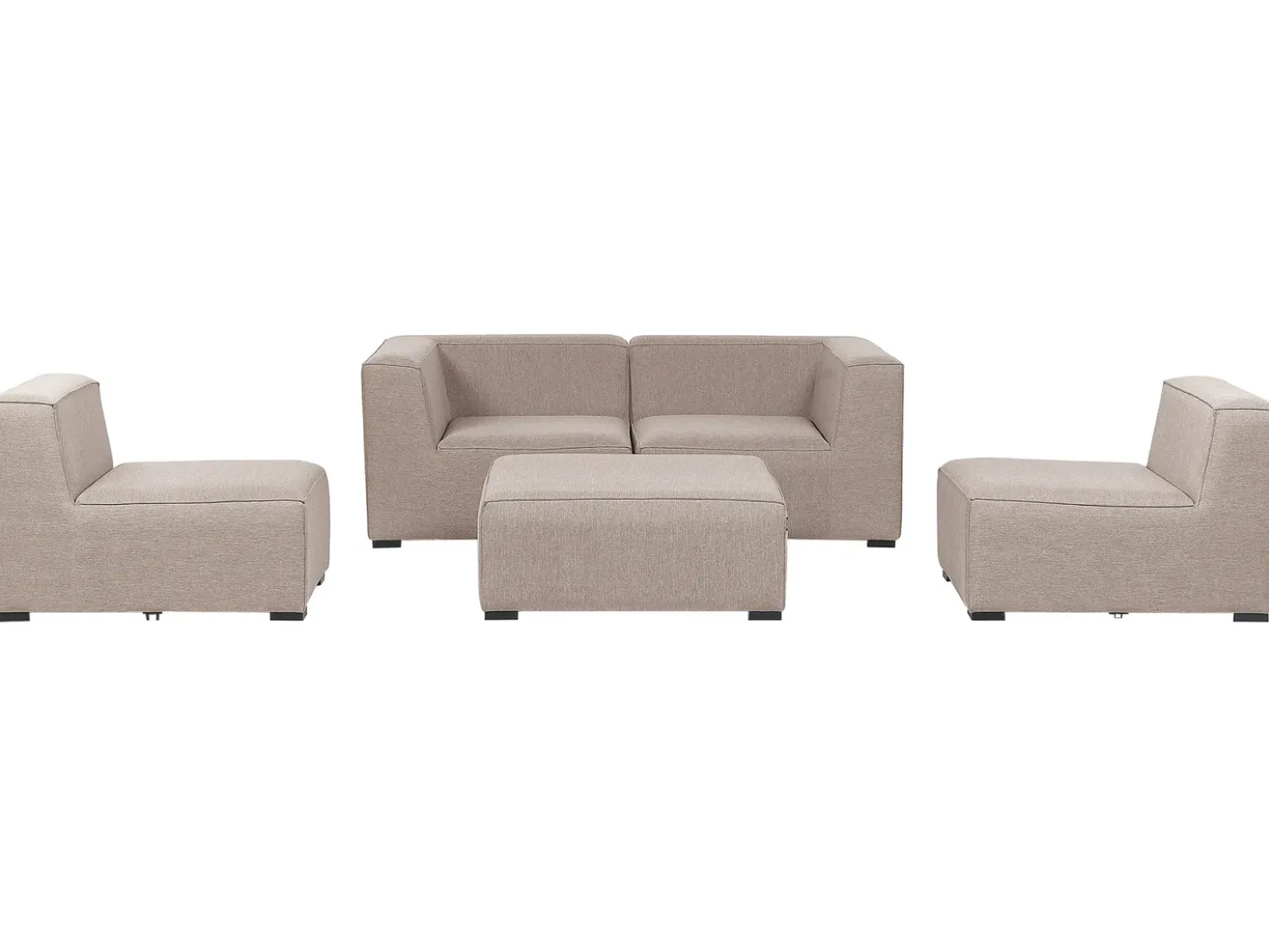 Divano da giardino con pouf 4 posti AREZZO Modulare Beige