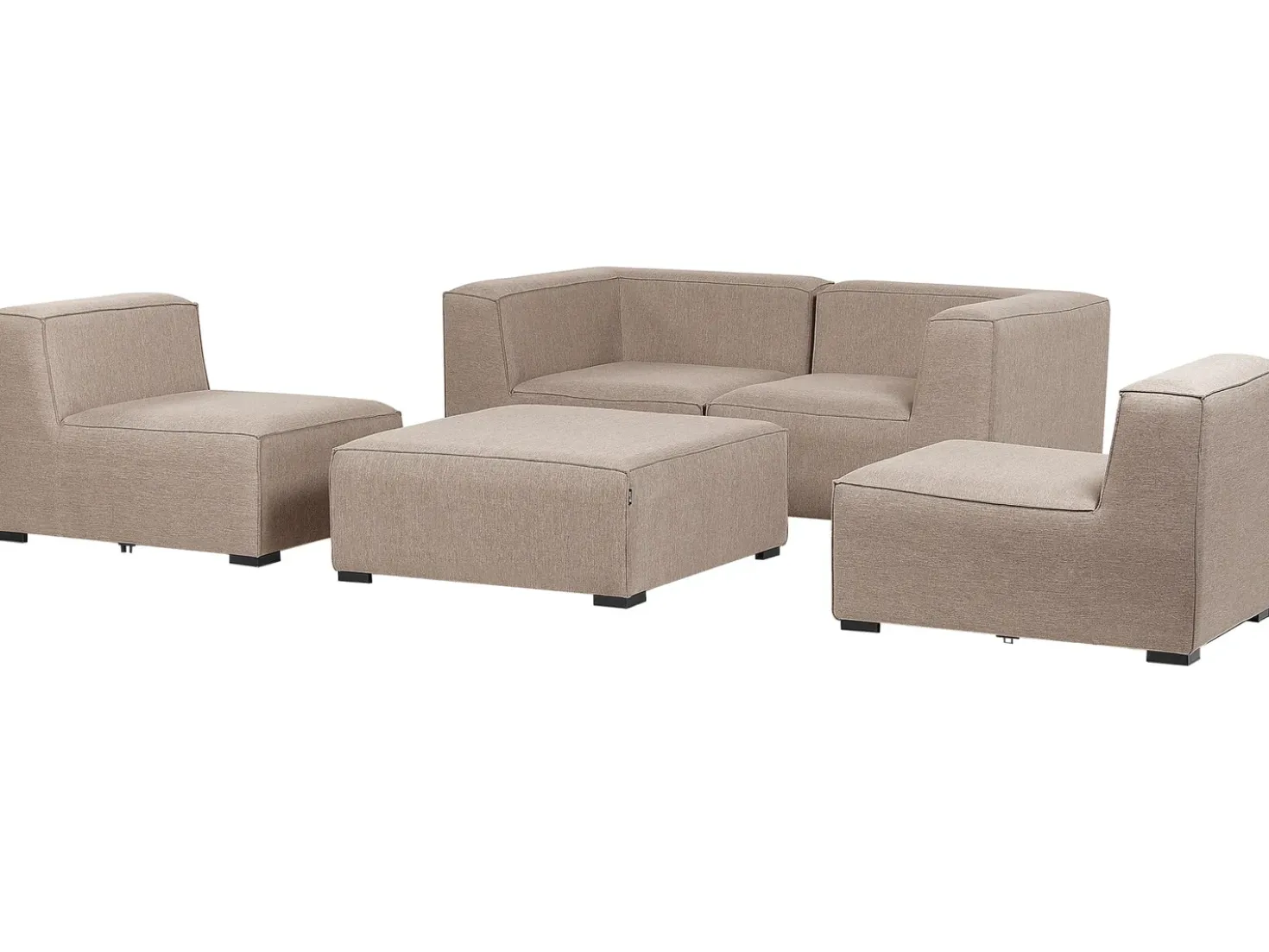 Divano da giardino con pouf 4 posti AREZZO Modulare Beige