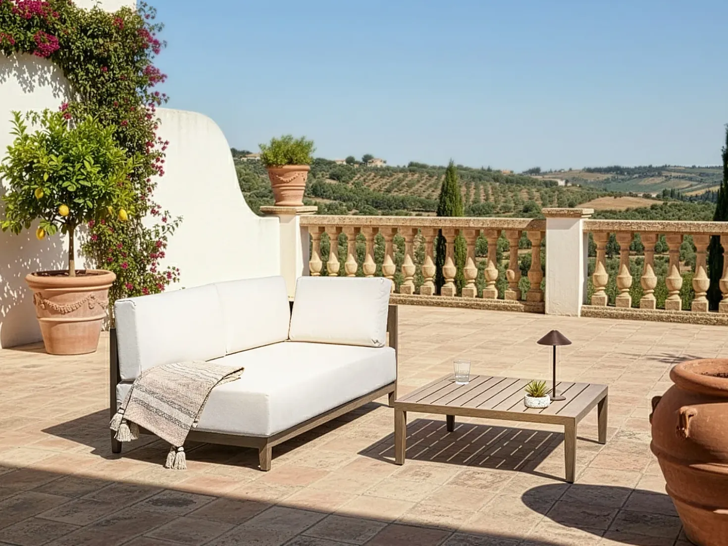 Divano da giardino con tavolo 2 posti SAMPIERI Metallo Marrone